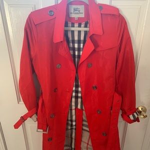 ‼️🚫SOLD🚫‼️ Red Burberry Trench Coat - like new